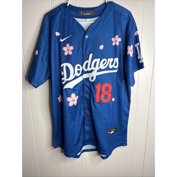 Nike X Takashi Muraka  Dodgers YAMAMOTO  #18 Tokyo Series Cherry Blossom Jersey - Picture 5 of 11